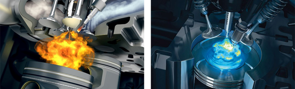 Dầu Diesel (trái), xăng (phải)